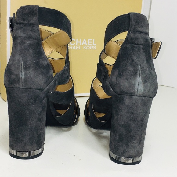 Michael Kors Valerie Sandal Suede Charcoal 11 M - Picture 10 of 15